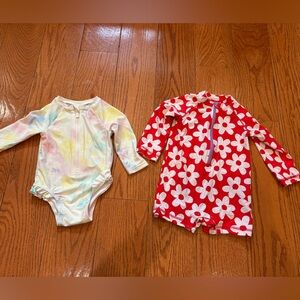 2-Pack Baby Girls’ Long Sleeve Swimsuits – Size 12M – Old Navy & Primary